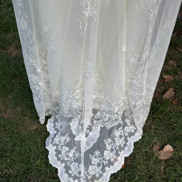 Jessica McClintock Wedding Dress 2003 Size 12 Strapless lace w/ Bolero Lace Jack - Picture 6 of 16